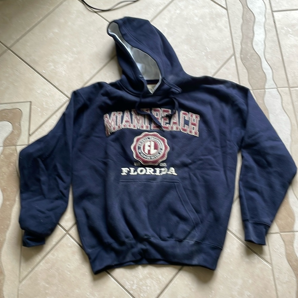 Exist Miami Beach Florida medium hoodie sweatshirt navy